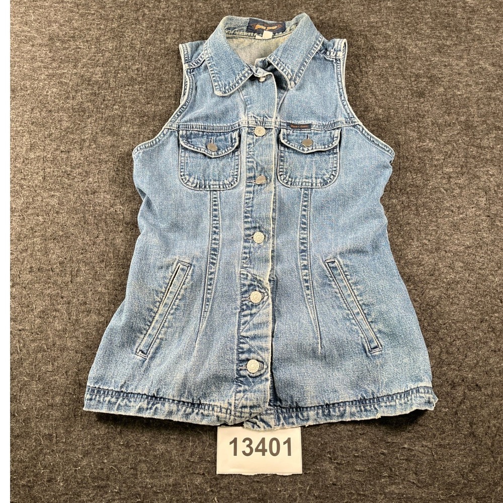 Guess Denim Vest Women Medium Blue Excellent Vintage Made in USA 90s Button Up